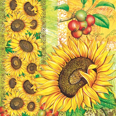 Салфетка для декупажа SDOG-004101 33 x 33 cm sunflowers ― VIP Office HobbyART