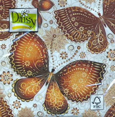 Салфетка для декупажа SDOG-015002 33 x 33 cm Ethnic Butterflies Orange ― VIP Office HobbyART