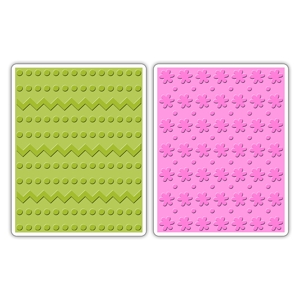 Sizzix Textured impres. embossing 2pk dots zig zags flowers ― VIP Office HobbyART