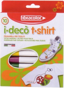 Tekstiilmarkeride komplekt I-DECO T-SHIRT Fibracolor 10 värv. ― VIP Office HobbyART