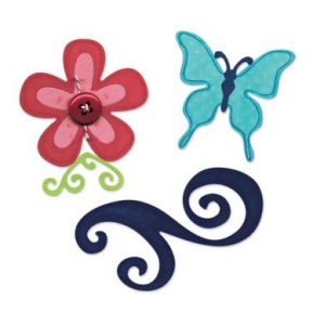 Sizzix Sizzlits Die set 3pk butterfly, flower & swirl ― VIP Office HobbyART