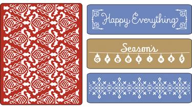 Папки для тиснения Text Imp. Emb. Fold. 4PK - Holiday Damask Set, Sizzix 657979 ― VIP Office HobbyART