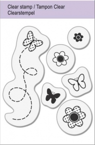 Силиконовый штамп 5x6cm Цветы и бабочки ― VIP Office HobbyART
