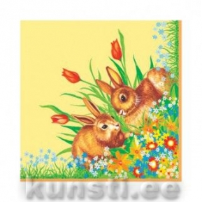 Napkin PAIR OF RABBITS yellow ― VIP Office HobbyART