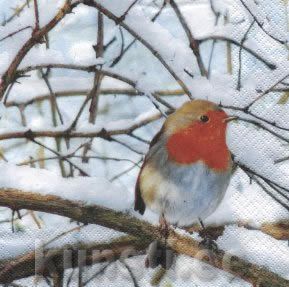 Napkin 611123 33 x 33 cm Robin in a winter Tree ― VIP Office HobbyART