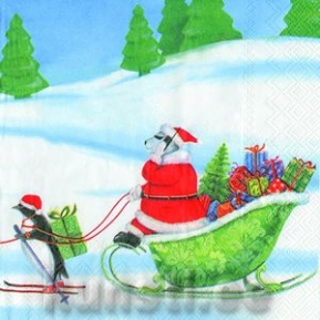 Napkin L-463600 33 x 33 cm Weihnachtsschlitten ― VIP Office HobbyART