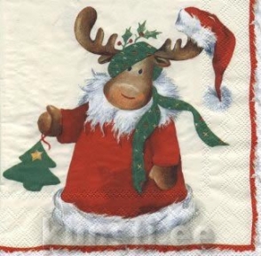 Salvrätik L-487360 33 x 33 cm REINDEER RUDOLPH cream  ― VIP Office HobbyART