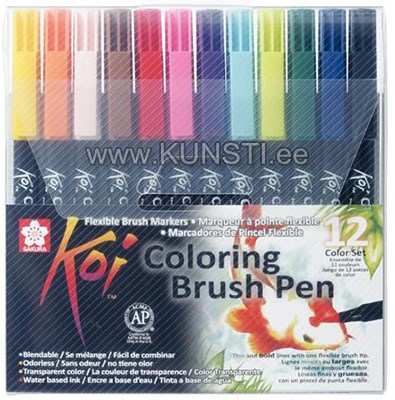 Sakura Koi Coloring Brush Pen Koi Colouring Brush Pen Set 12 XBR-12A ― VIP Office HobbyART